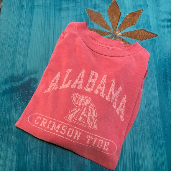 Alabama Crimson Tide Long Sleeve Tee Shirt Faded Red with Elephant Logo Size Med - Picture 10 of 10